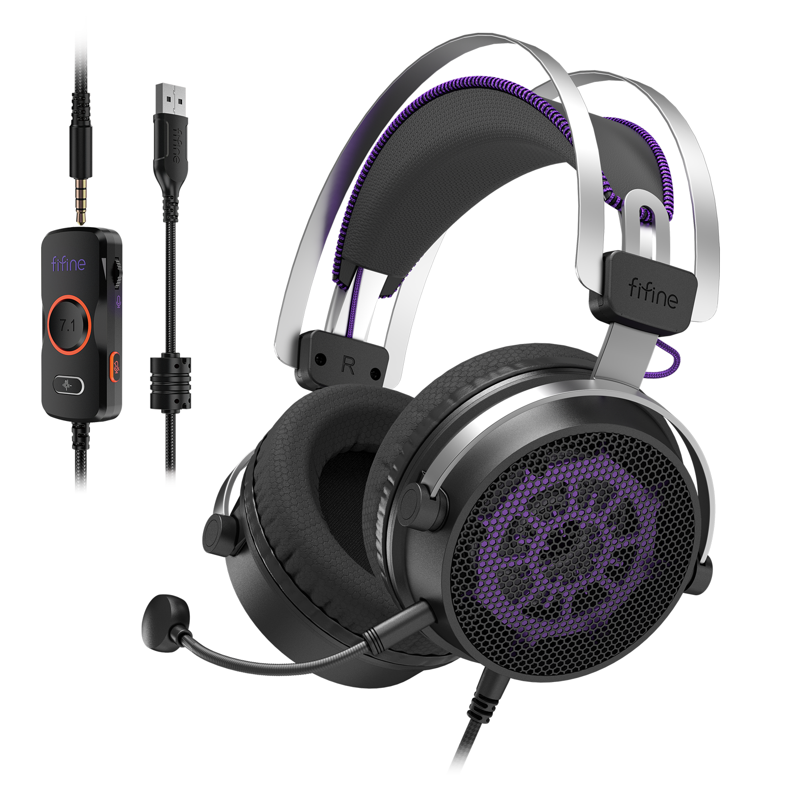 FIFINE Ampligame H18V Gaming Headset Гарнитура FIFINE AmpliGame H18V с USB-управлением для онлайн-игр - Image 1